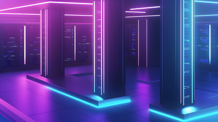 Exploring modern data center design high-tech facility interior view ambient lighting futuristic aesthetics