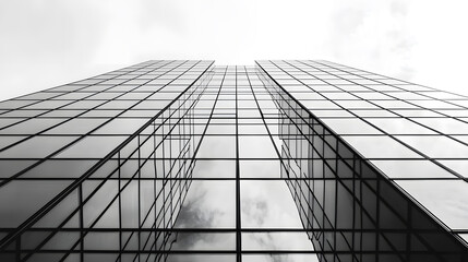 Fototapeta premium Captivating reflections of modern glass building urban landscape architectural photography sky view contemporary design