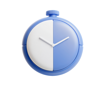 3D Blue Stopwatch isolated on transparent background