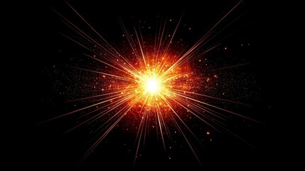 Bright orange light radiates from the center in an eye-catching starburst.