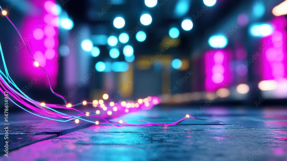 Poster abstract acceleration speed visual with fast-moving light lines and glowing trails