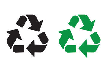Recycle symbols. Recycling arrow icons. Reusing symbols. Recycling label. Recycle badge. Recycling icons. Recycle, reuse and reduce icons.
