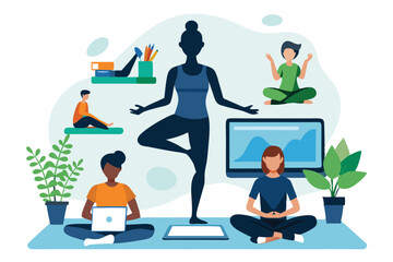 Black Silhouette Virtual Yoga Lessons in Cultural Wellness Style