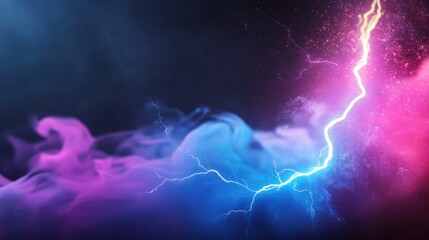 Abstract flame and frost electric lightning crash, vibrant background energy