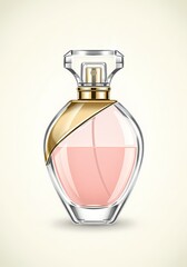 Elegant Perfume Bottle with Pink Liquid and Golden Accents