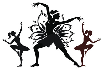 Black Silhouette Yoga Dance Fusion Performance Art Style