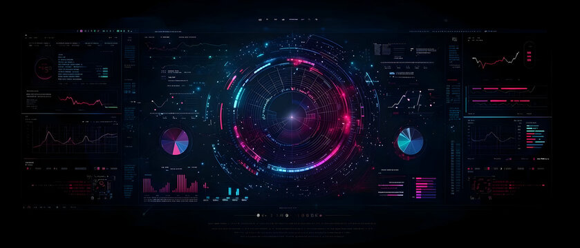 Digital Futuristic Interface Display With Glowing Colors