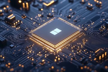 Computer chip on circuit board