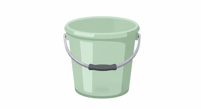 recommend clip art: Depicting an Empty Green Bucket with Metal Handle on a White Background