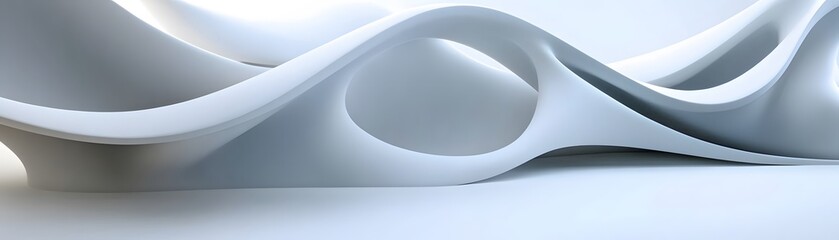 Abstract, flowing white forms in a design.