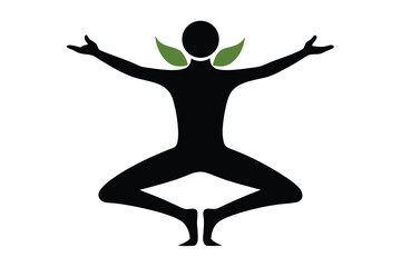Black Silhouette Yoga for Immunity Style Vector Illustration