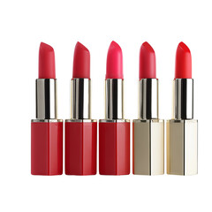 Obraz premium A row of vibrant red lipsticks in varying shades, creating a beautiful display of color and beauty