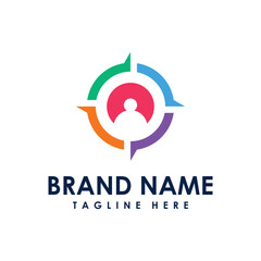 Logo navigation, Creative compass people logo design 