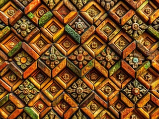 Ornate Aged Brick Surrealism Pattern: Abstract Architectural Background