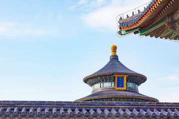 Close-up of the Hall of Prayer for Good Harvests at the Temple of Heaven in Beijing, China