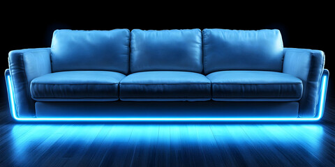 Fototapeta premium Blue Neon Sofa 3D Render