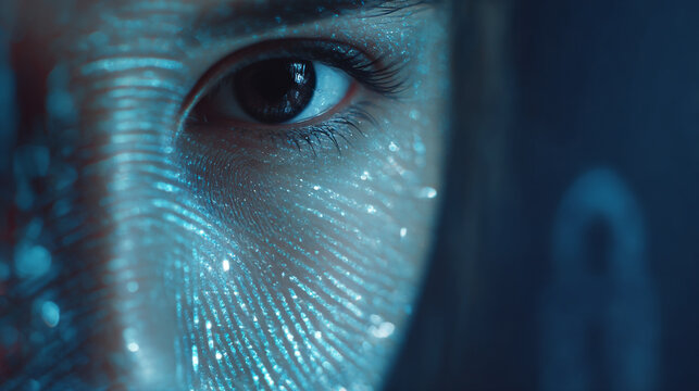 Futuristic face scan technology eye biometric security digital identity authentication system