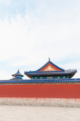 The architectural scenery of the Hall of Prayer for Good Harvests at the Temple of Heaven in Beijing, China
