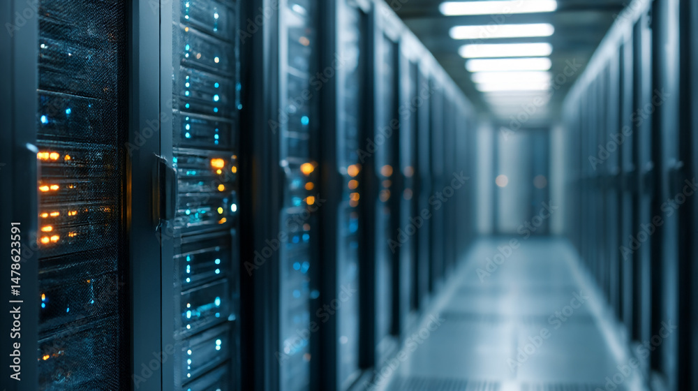 Poster data center server room it infrastructure network computing cloud storage computer system technology