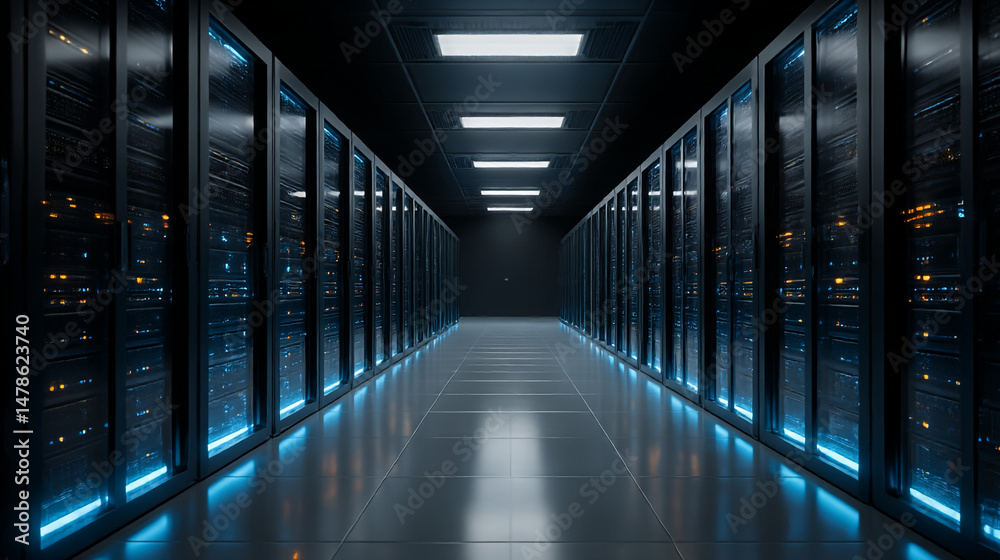 Poster data center server room hosting information technology it infrastructure network computing storage h