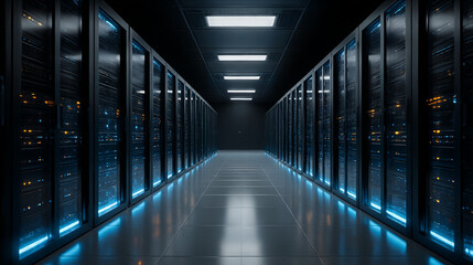 Fototapeta premium Data center server room hosting information technology it infrastructure network computing storage hardware
