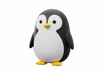 Fototapeta premium Cartoon Penguin Standing Isolated on White Background