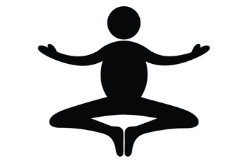 Black Silhouette Yoga for Stress Relief Style Vector Illustration