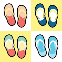 sandal 6.epsA set of unique pairs of colorful flip-flops, perfect for summer vibes and carefree days	
