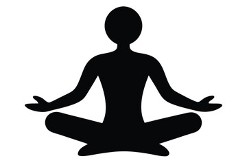 Black Silhouette Yoga for Vasudhaiva Kutumbakam Style Vector Illustration