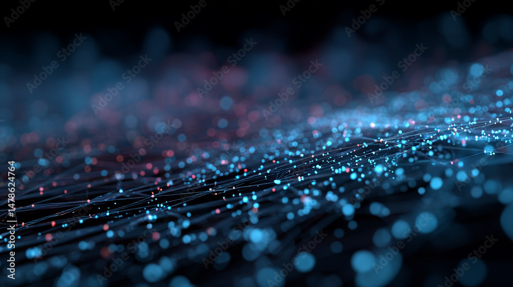 Poster abstract network technology background with connected dots and lines for digital innovation