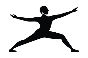 Black Silhouette Yoga Fusion with Tai Chi Style Vector Illustration