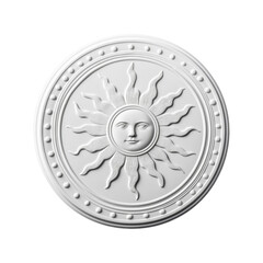 Obraz premium Ornate Sun Face Decorative Ceiling Medallion - White Plaster Relief