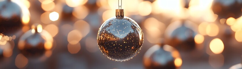Close-up of a silver christmas ornament.