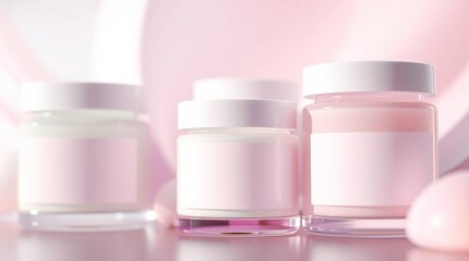 Pink Cream Jars Display.