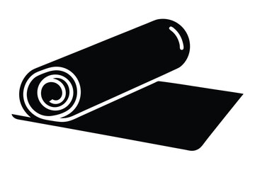Black Silhouette Yoga on Mat Style Vector Illustration