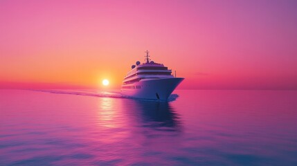 Obraz premium Concept for vacation and travel with a generic cruise ship sailing over the calm ocean.