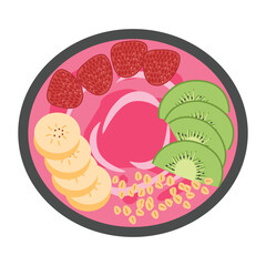 Acai Smoothie Bowl, Healthy Pink Smoothie in the Bowl