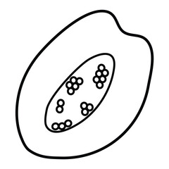 papaya outline for coloring book template, papaya for kids