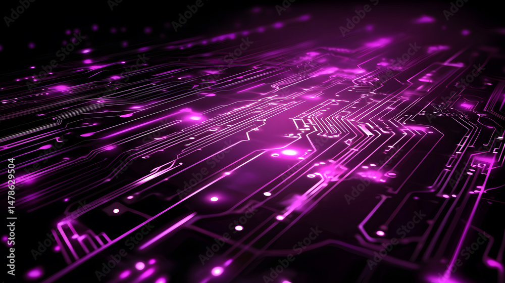 Poster exploring futuristic technology digital realm circuit board patterns abstract environment macro view
