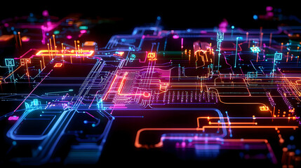 Obraz premium Abstract Futuristic Digital Circuit Board Design