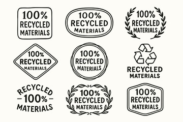 Obraz premium 100% recycled materials eco product labels and sustainability vector badge set