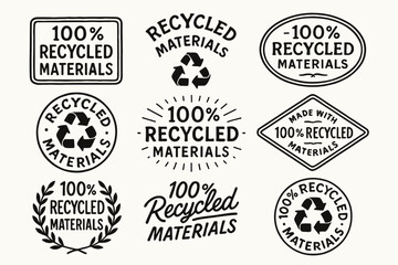 Obraz premium 100% recycled materials eco product labels and sustainability vector badge set