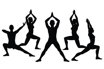 Black Silhouette Design for International Yoga Day Celebration