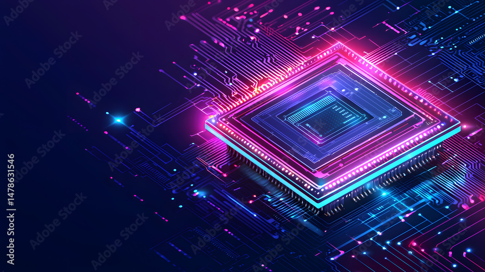 Poster exploring circuitry innovations technology hub digital art futuristic setting aerial view circuit bo