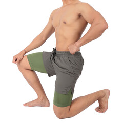 Young man wearing compression shorts