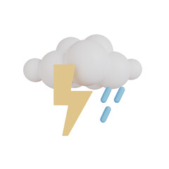 Moon or crescent with cloud and thunderbolt or flash of lightning