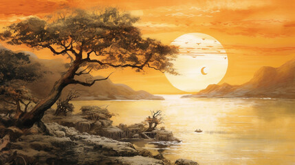 the warm, lyrical twilight of the lake