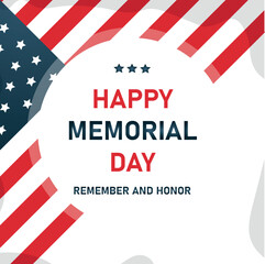 Fototapeta premium happy memorial day,remember and honor text,with american flag