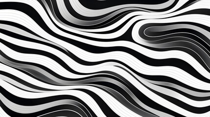 Abstract Monochrome Seamless Vector Pattern with Wavy Lines for Designs