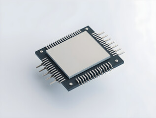 Central processing unit floating on light blue background